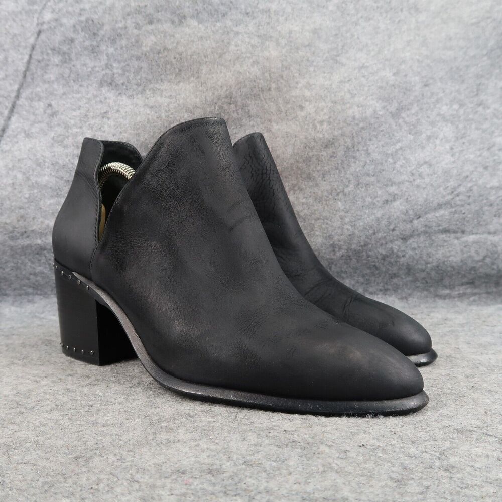 Vince Camuto Shoes Womens 10 Bootie Cut Out Leather Black Block Heel Ankle Boots